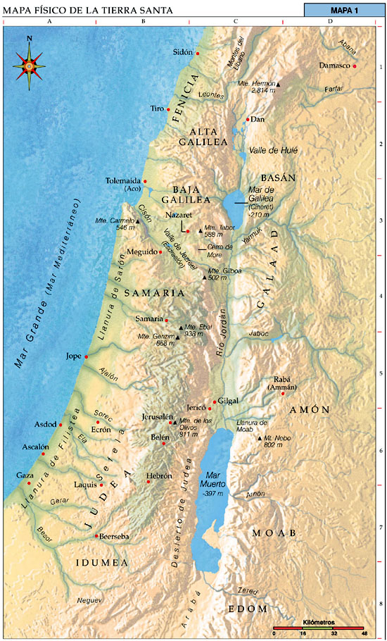 Mapa Fisico De Palestina En Tiempos De Jesus